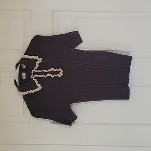 Levis Retro Ruffled Collar Sweater Polo Short Sleeved Small Obsidian